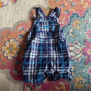 Just One You Baby Boy 18 Month Blue Plaid Overalls Handsome Button